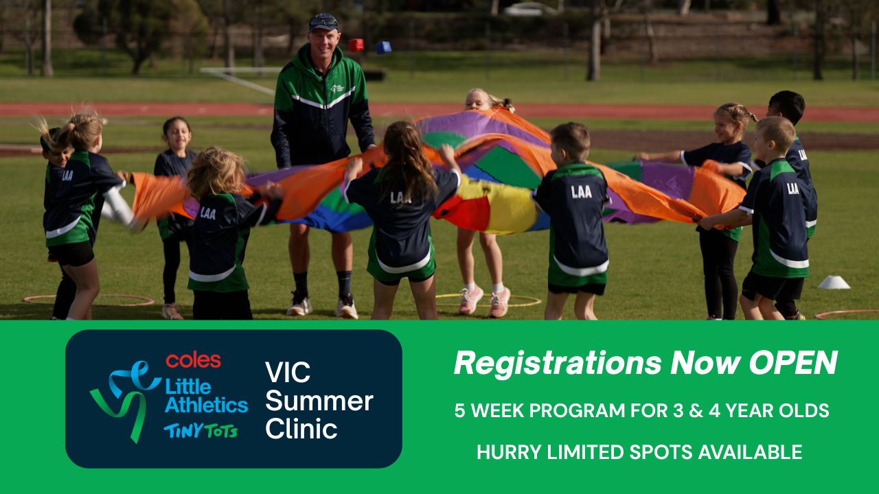 Coles Little Athletics Tiny Tots VIC Summer Clinic – Enroll Now!